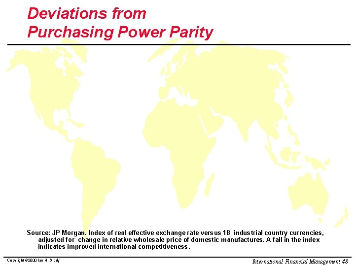 Deviations from Purchasing Power Parity Source: JP Morgan. Index of real effective exchange rate