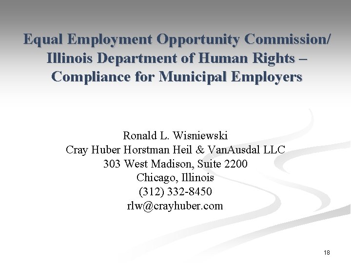 Equal Employment Opportunity Commission/ Illinois Department of Human Rights – Compliance for Municipal Employers
