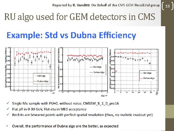 Reported by R. Venditti On Behalf of the CMS GEM Reco&Val group RU algo