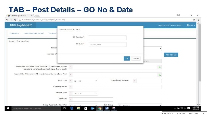 TAB – Post Details – GO No & Date © 2017 Wipro wipro. com