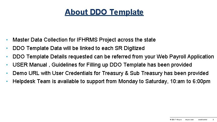 About DDO Template • • • Master Data Collection for IFHRMS Project across the