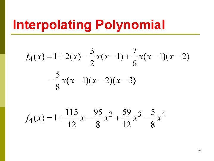 Interpolating Polynomial 33 