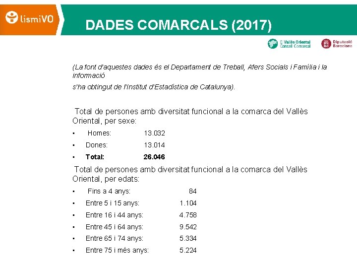 DADES COMARCALS (2017) (La font d’aquestes dades és el Departament de Treball, Afers Socials