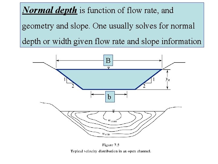 Normal depth is function of flow rate, and geometry and slope. One usually solves