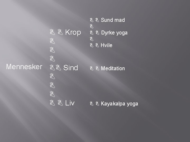  Krop Mennesker Sind Liv Sund mad Dyrke yoga Hvile Meditation Kayakalpa yoga 