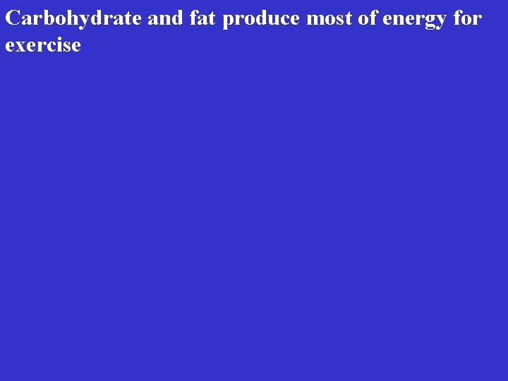 Carbohydrate and fat produce most of energy for exercise 