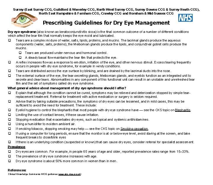 Surrey (East Surrey CCG, Guildford & Waverley CCG, North West Surrey CCG, Surrey Downs