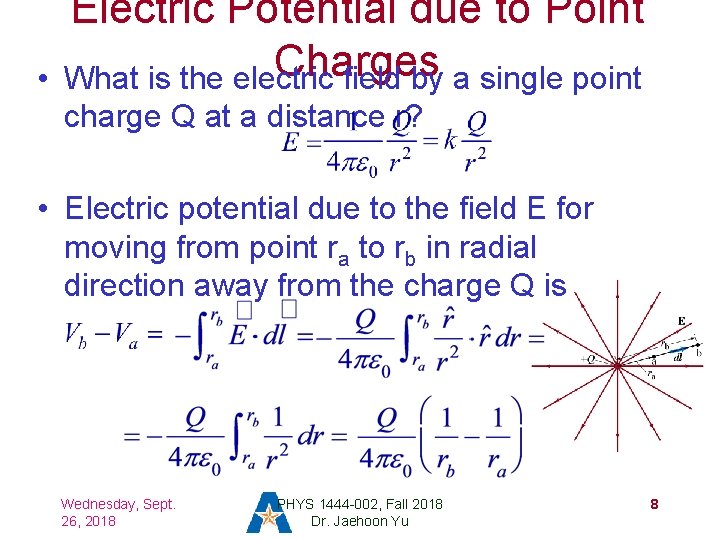  • Electric Potential due to Point Charges What is the electric field by