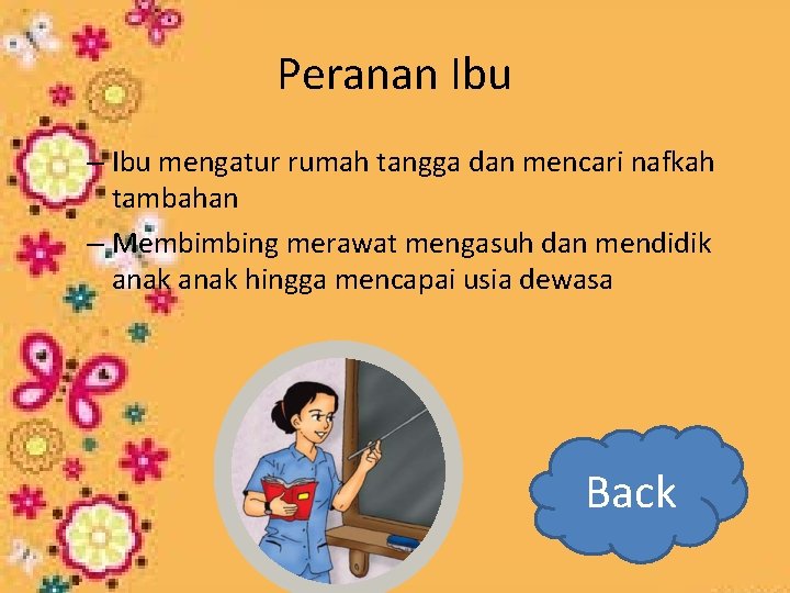 Peranan Ibu – Ibu mengatur rumah tangga dan mencari nafkah tambahan – Membimbing merawat