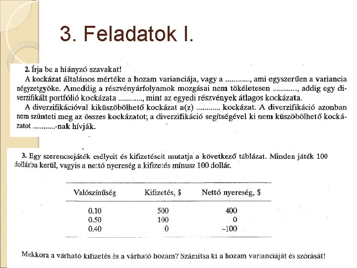 3. Feladatok I. 