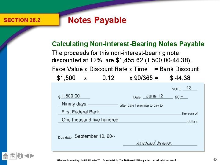 SECTION 26. 2 Notes Payable Calculating Non-Interest-Bearing Notes Payable The proceeds for this non-interest-bearing