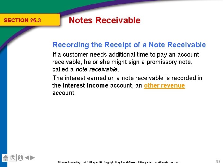 SECTION 26. 3 Notes Receivable Recording the Receipt of a Note Receivable If a