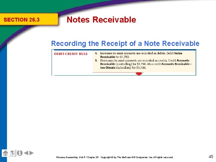 SECTION 26. 3 Notes Receivable Recording the Receipt of a Note Receivable Glencoe Accounting