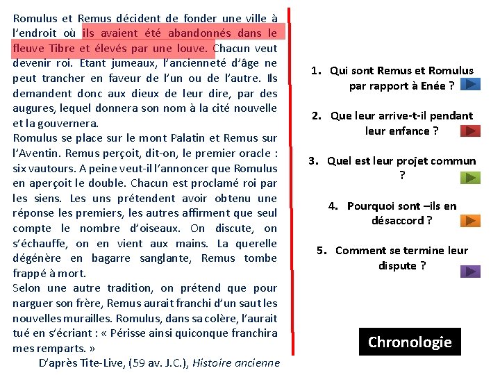 Romulus et Remus décident de fonder une ville à l’endroit où ils avaient été