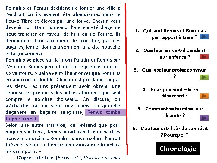 Romulus et Remus décident de fonder une ville à l’endroit où ils avaient été