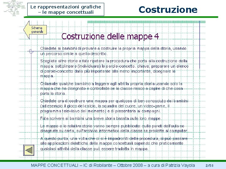 Le rappresentazioni grafiche – le mappe concettuali Costruzione MAPPE CONCETTUALI – IC di Robilante