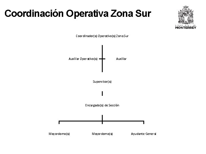 Coordinación Operativa Zona Sur Coordinador(a) Operativo(a) Zona Sur Auxiliar Operativo(a) Auxiliar Supervisor(a) Encargado(a) de
