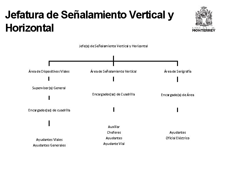 Jefatura de Señalamiento Vertical y Horizontal Jefe(a) de Señalamiento Vertical y Horizontal Área de