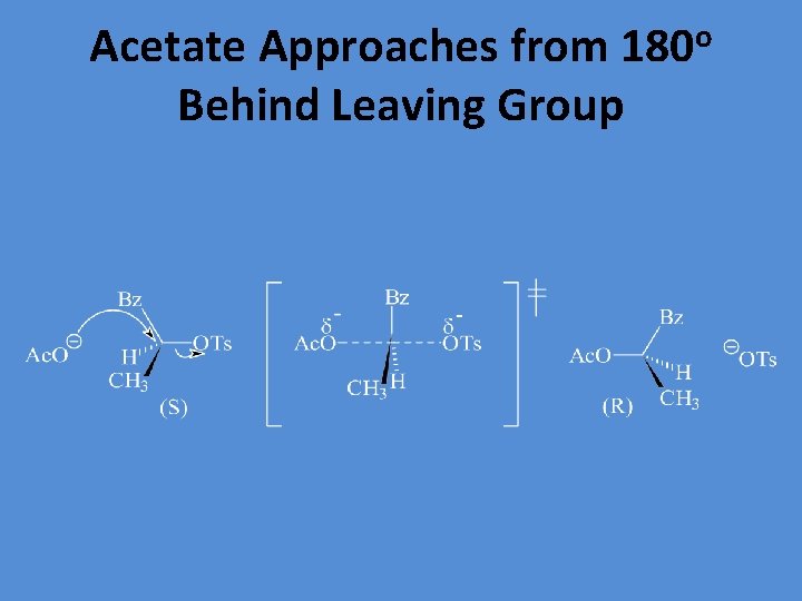 Acetate Approaches from 180 o Behind Leaving Group 