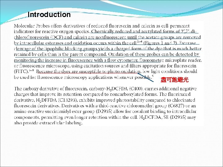 Introduction 盡可能避光 