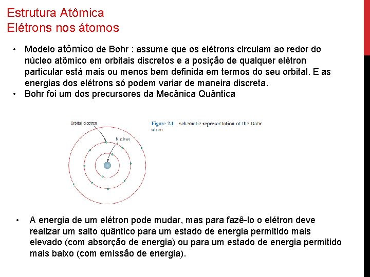 Estrutura Atômica Elétrons nos átomos • Modelo atômico de Bohr : assume que os