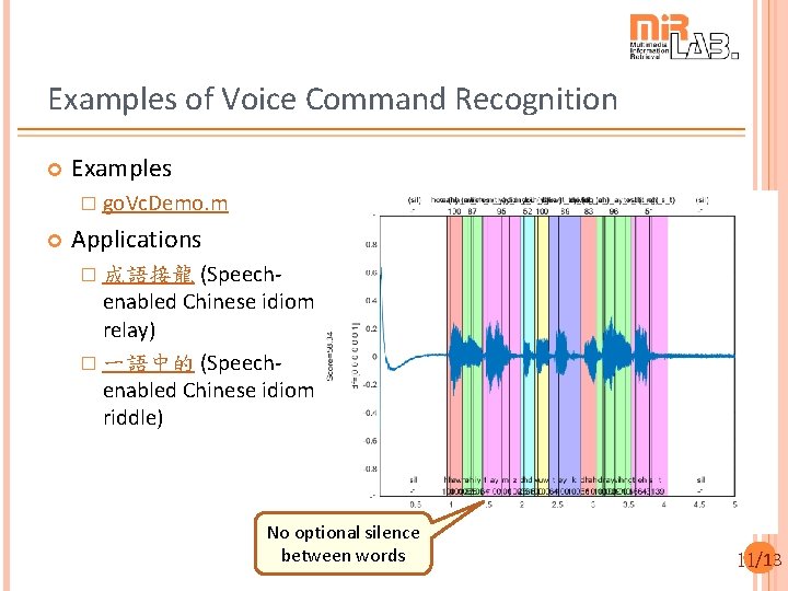 Examples of Voice Command Recognition Examples � go. Vc. Demo. m Applications (Speechenabled Chinese