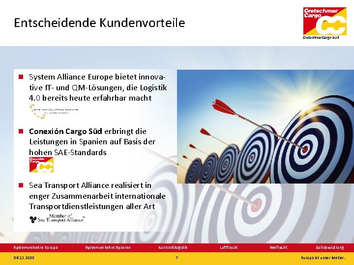 Entscheidende Kundenvorteile Cretschmar. Cargo Süd System Alliance Europe bietet innovative IT- und QM-Lösungen, die