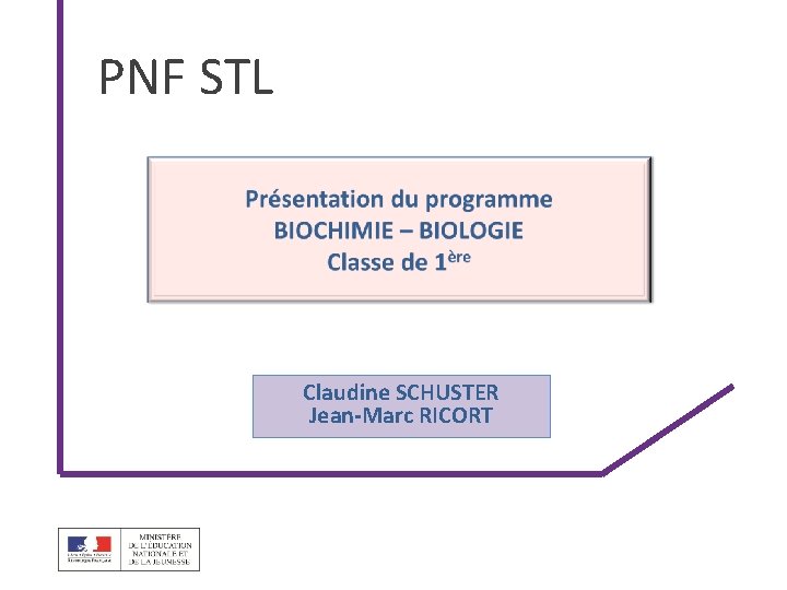 PNF STL Claudine SCHUSTER Jean-Marc RICORT 