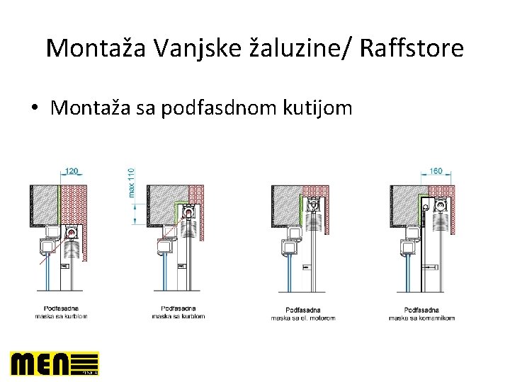 Montaža Vanjske žaluzine/ Raffstore • Montaža sa podfasdnom kutijom 