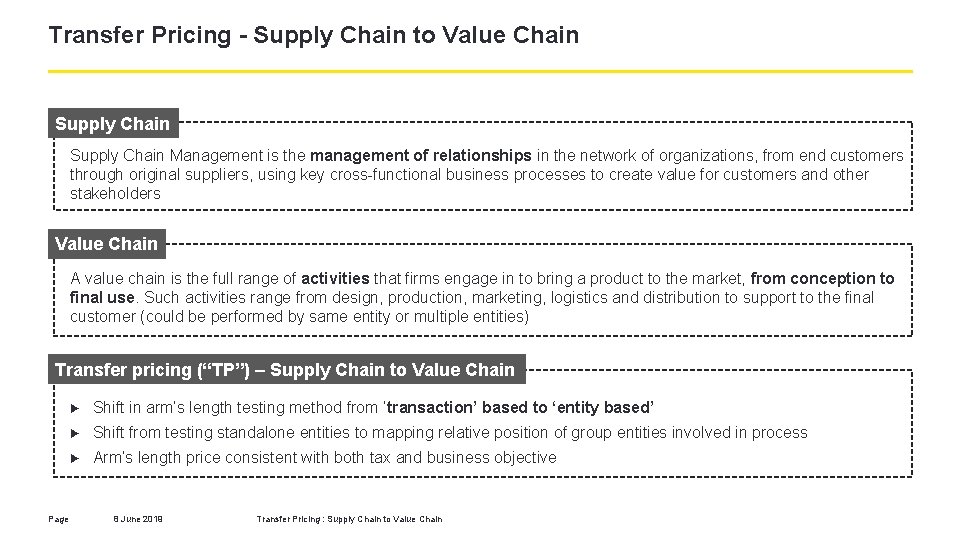 Transfer Pricing - Supply Chain to Value Chain Supply Chain Management is the management