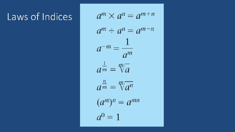 Laws of Indices 