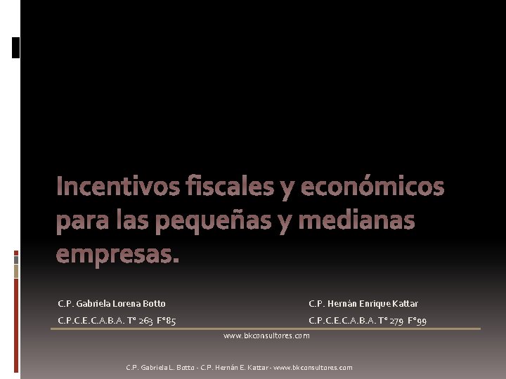 Incentivos fiscales y económicos para las pequeñas y medianas empresas. C. P. Gabriela Lorena