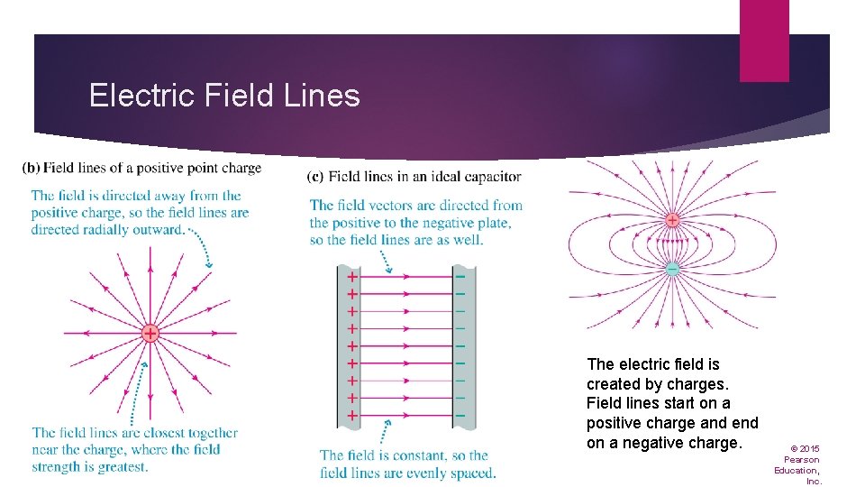 Electric Field Lines The electric field is created by charges. Field lines start on