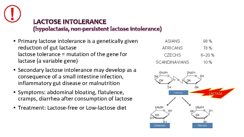 ! LACTOSE INTOLERANCE (hypolactasia, non-persistent lactose intolerance) • Primary lactose intolerance is a genetically ! LACTOSE INTOLERANCE (hypolactasia, non-persistent lactose intolerance) • Primary lactose intolerance is a genetically