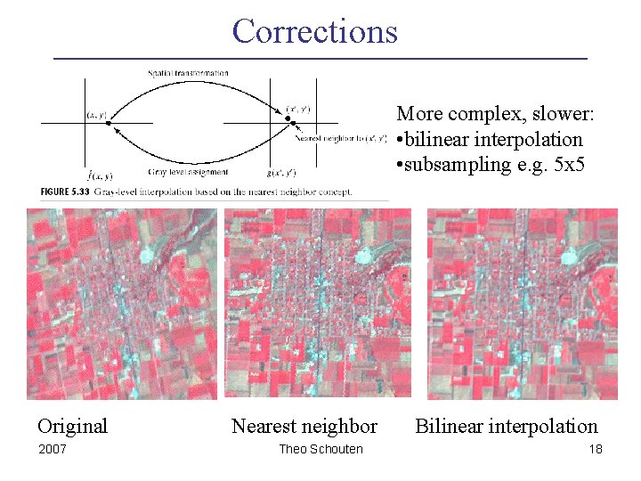 Corrections More complex, slower: • bilinear interpolation • subsampling e. g. 5 x 5