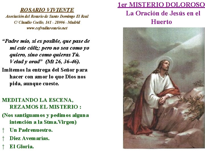 ROSARIO VIVIENTE Asociación del Rosario de Santo Domingo El Real C/ Claudio Coello, 141