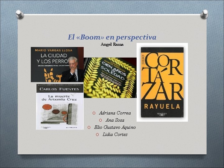 El «Boom» en perspectiva Angel Rama O Adriana Correa O Ana Sosa O Elio