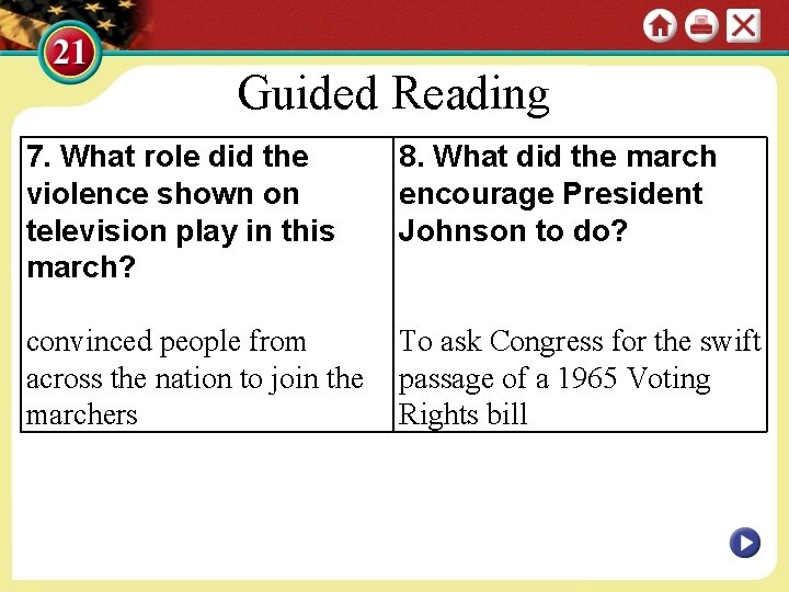 Guided Reading 7. What role did the violence shown on television play in this