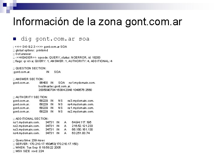 Información de la zona gont. com. ar n dig gont. com. ar soa ; Información de la zona gont. com. ar n dig gont. com. ar soa ;