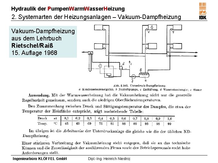 Hydraulik der Pumpen. Warm. Wasser. Heizung 2. Systemarten der Heizungsanlagen – Vakuum-Dampfheizung aus dem