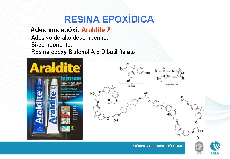 RESINA EPOXÍDICA Adesivos epóxi: Araldite ® Adesivo de alto desempenho. Bi-componente. Resina epoxy Bisfenol