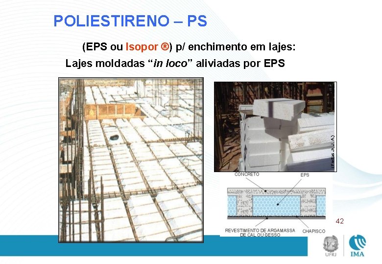 POLIESTIRENO – PS (EPS ou Isopor ®) p/ enchimento em lajes: (Freitas Jr, J.