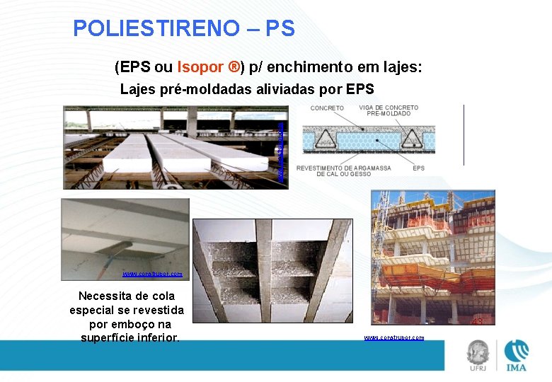 POLIESTIRENO – PS (EPS ou Isopor ®) p/ enchimento em lajes: www. construpor. com