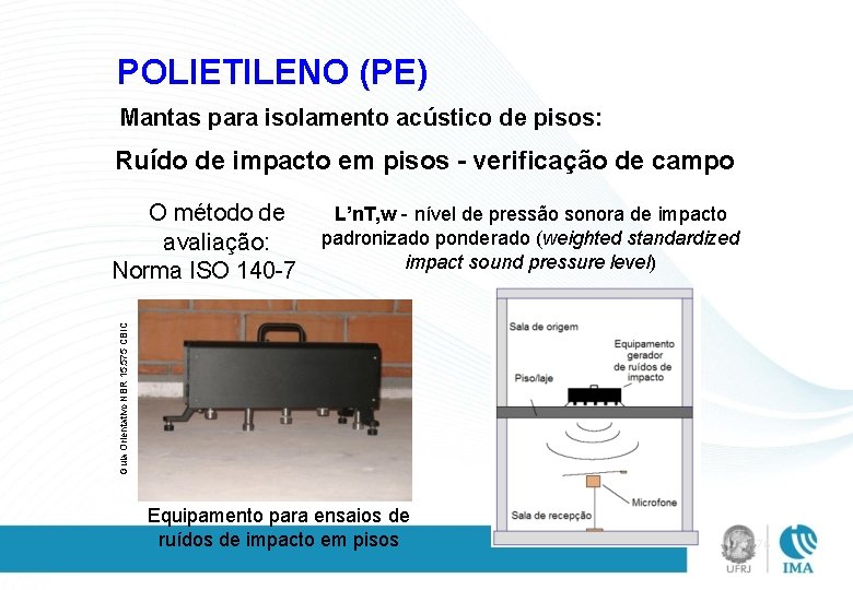 POLIETILENO (PE) Mantas para isolamento acústico de pisos: Ruído de impacto em pisos -