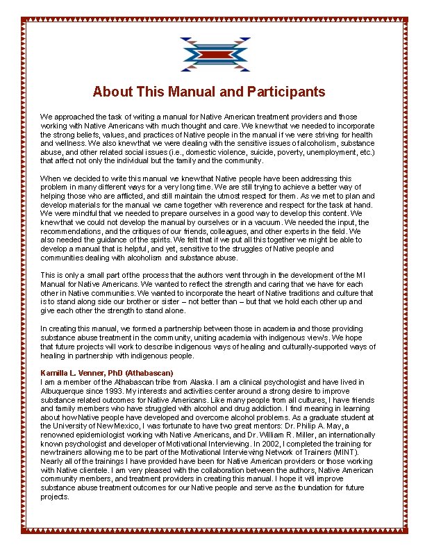 About This Manual and Participants We approached the task of writing a manual for