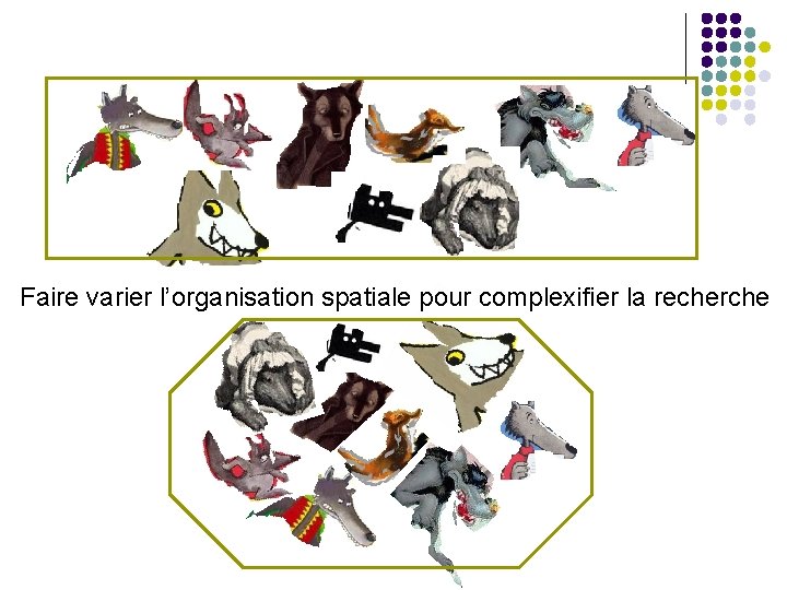 Faire varier l’organisation spatiale pour complexifier la recherche 