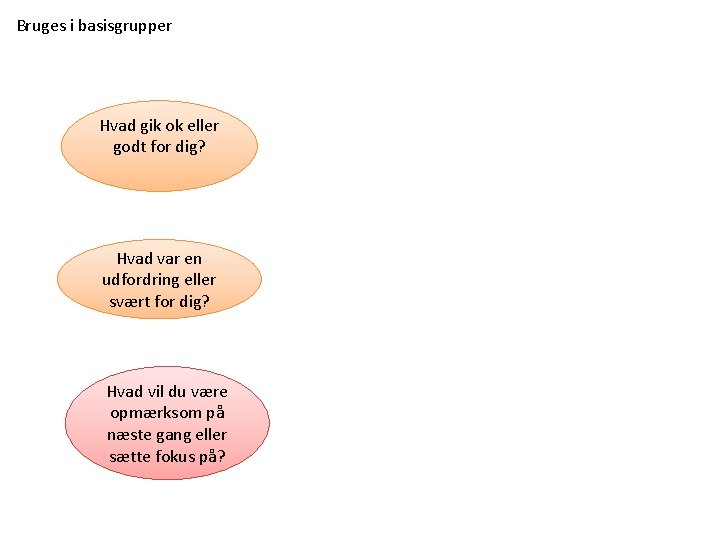 Bruges i basisgrupper Hvad gik ok eller godt for dig? Hvad var en udfordring