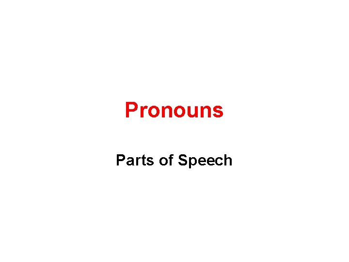 Pronouns Parts of Speech 