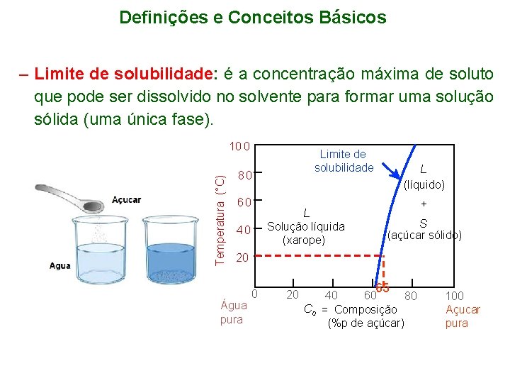 Definições e Conceitos Básicos – Limite de solubilidade: é a concentração máxima de soluto