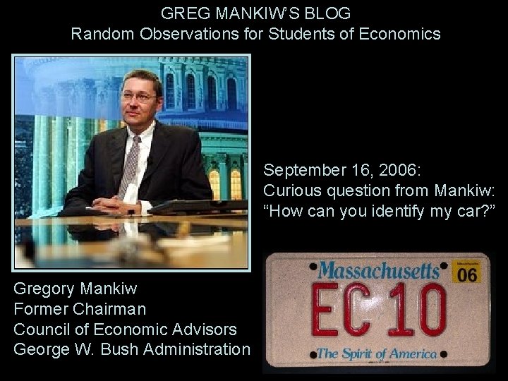 GREG MANKIW’S BLOG Random Observations for Students of Economics September 16, 2006: Curious question